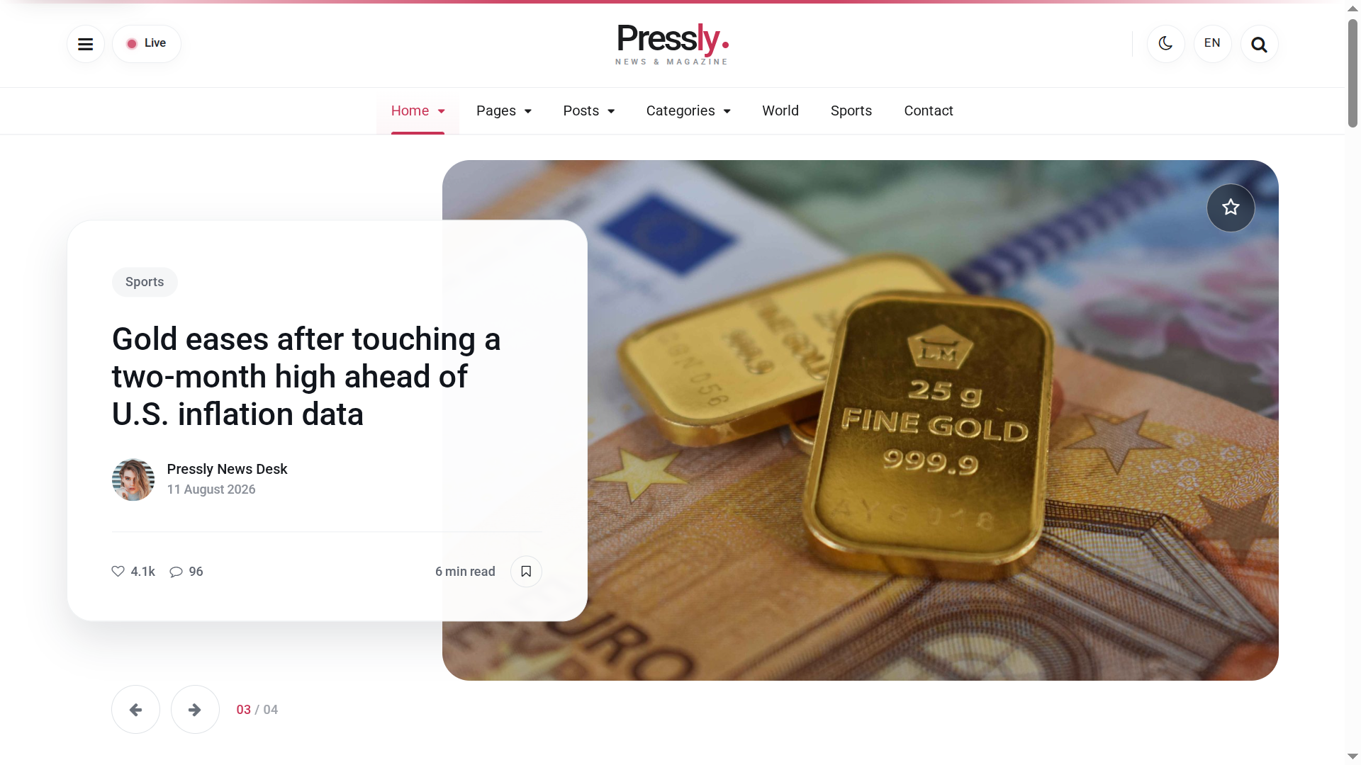 Pressly Home 5 editorial spotlight preview with gold feature story